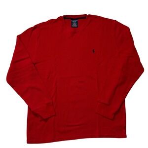 Polo Ralph Lauren Red Waffle Knit Long Sleeve Shirt Mens XL